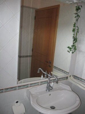 Suihkun ja ammeen yhdistelmä, hiustenkuivaaja, pyyhkeet, saippua