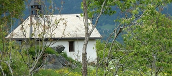 Wood interior studio overlooking Mont Blanc