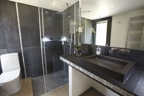 Sèche-cheveux, serviettes fournies, savon, papier toilette