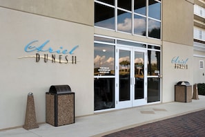 Welcome to Ariel Dunesh, where a beautiful entrance sets the tone for a memorable stay.