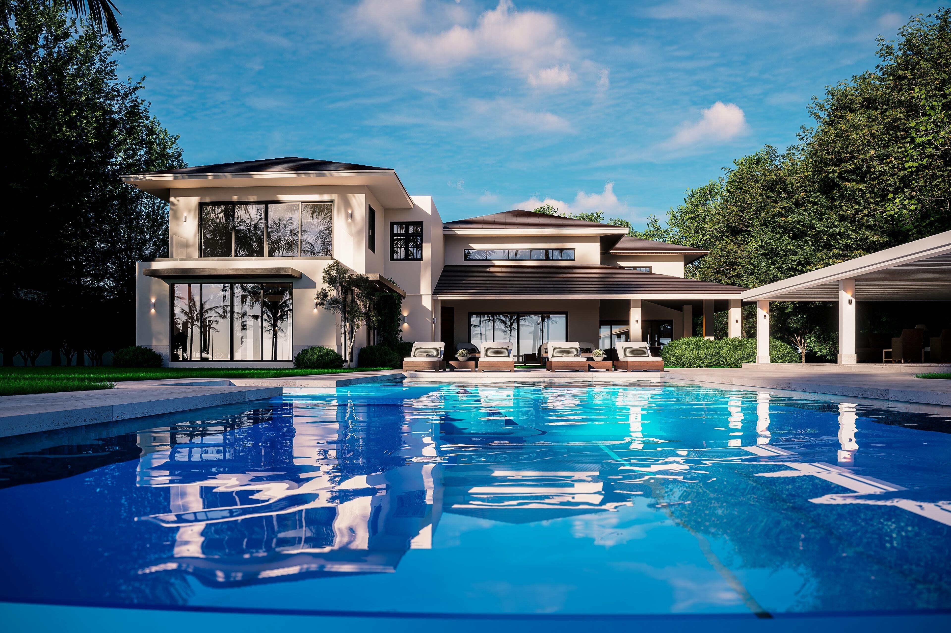 Utendørsbasseng og et oppvarmet basseng