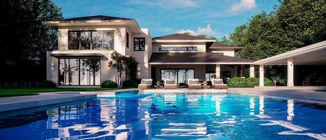 Utendørsbasseng og et oppvarmet basseng