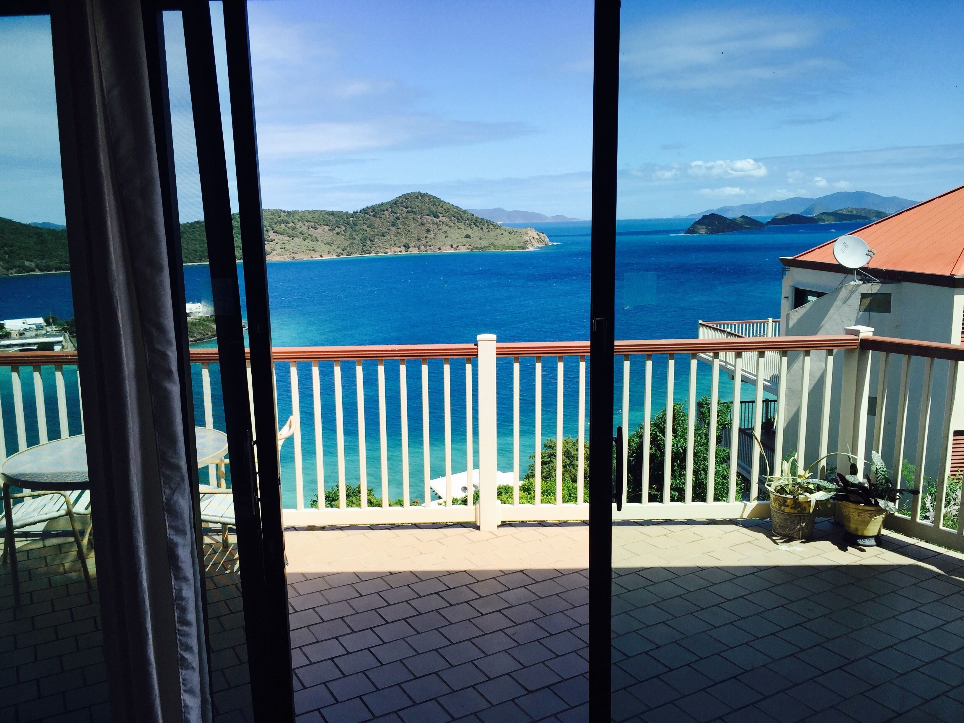 The view looking out from living room