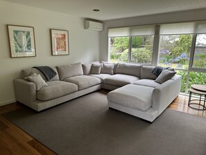 Smart TV, fireplace, video games, DVD player