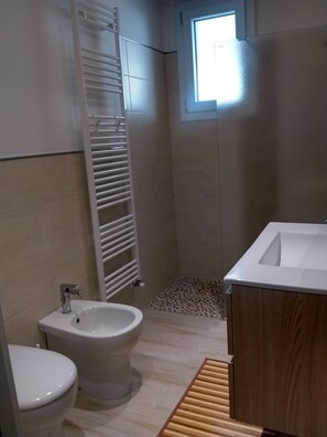 Dusche, Haartrockner, Bidet, Handtücher