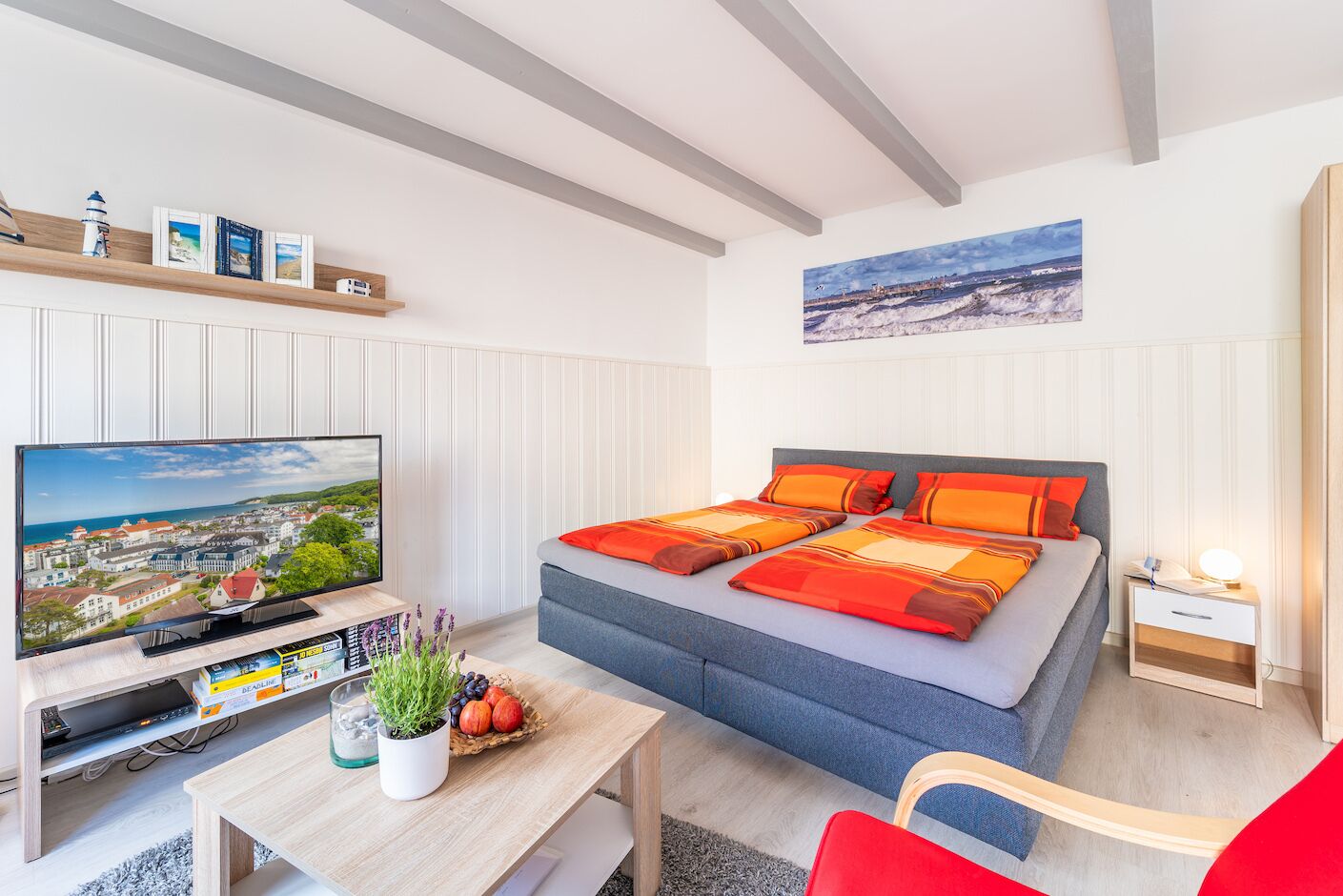 Smart-TV, DVD-Player, Bücher, Videothek