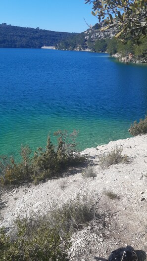 Experience the untouched beauty of a rugged coastline with clear blue waters and sparse vegetation.