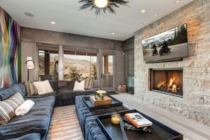 Smart TV, fireplace, stereo