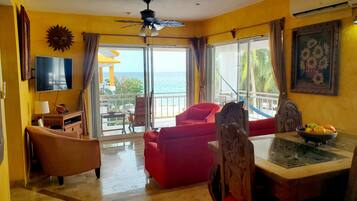 Smart TV, DVD player, books, music library