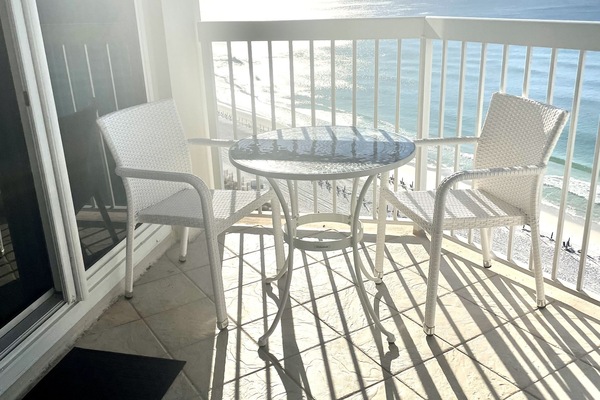 Bistro table and chairs to enjoy the beach