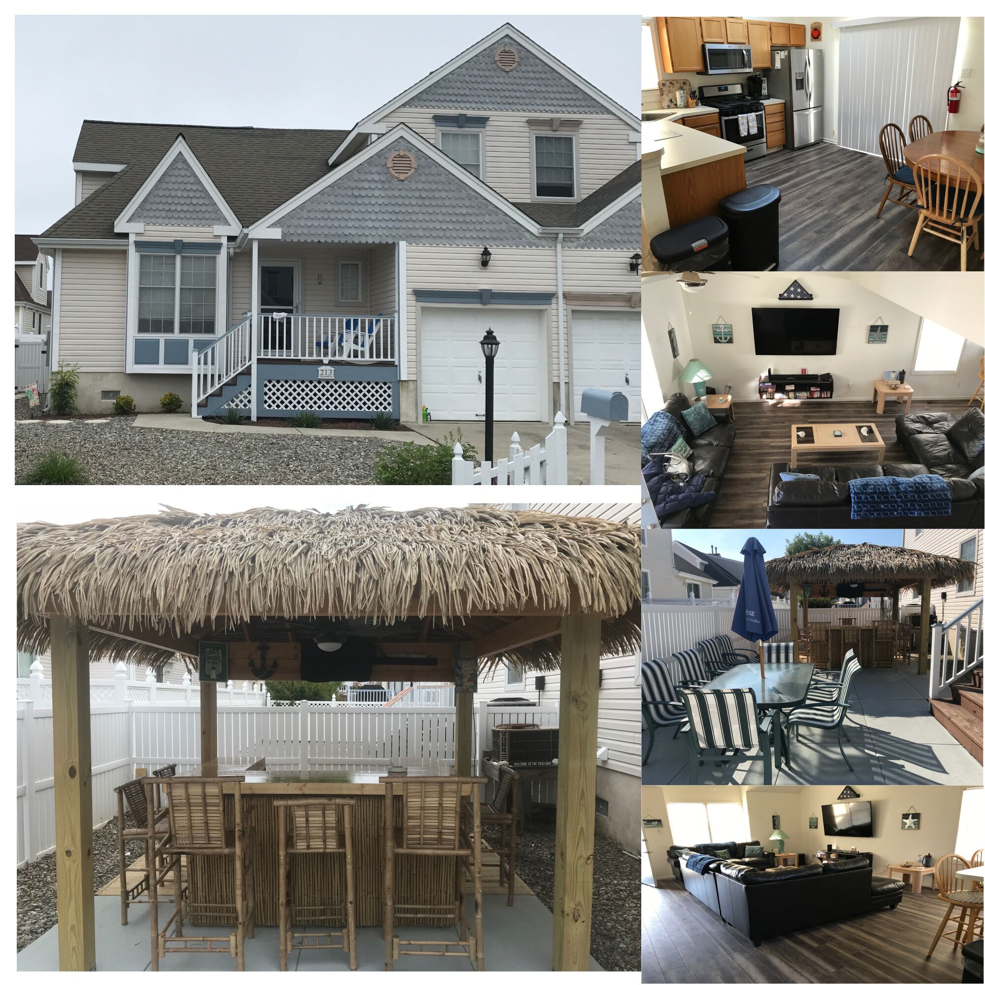 4 bedrooms, 5 min walk to private beach with its own backyard tiki bar