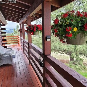 Terrace/patio - Spacious Log Cabin with Expansive Mountain Vistas, National Forest (Guffey)
