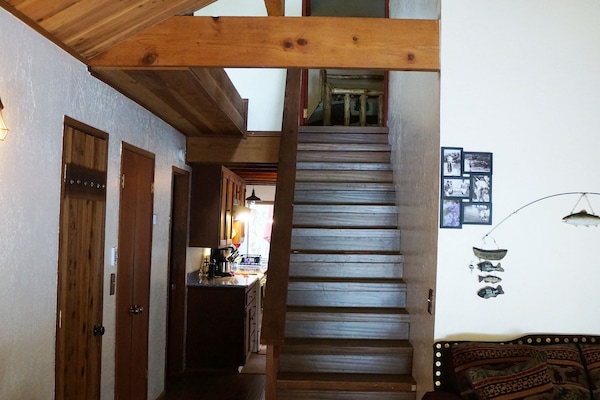 Living room looking up stairs to the Master Bedroom!