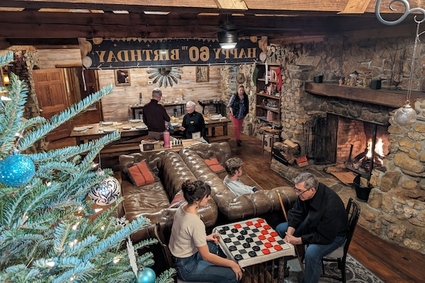 Great place to gather for a warm fire and a birthday celebration.