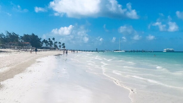 A beach with clear skies, calm waters, and a distant pier. - 5 Star Rated, Beautiful Beach Best Value at Bavaro Beach! No Extra Fees (Punta Cana)