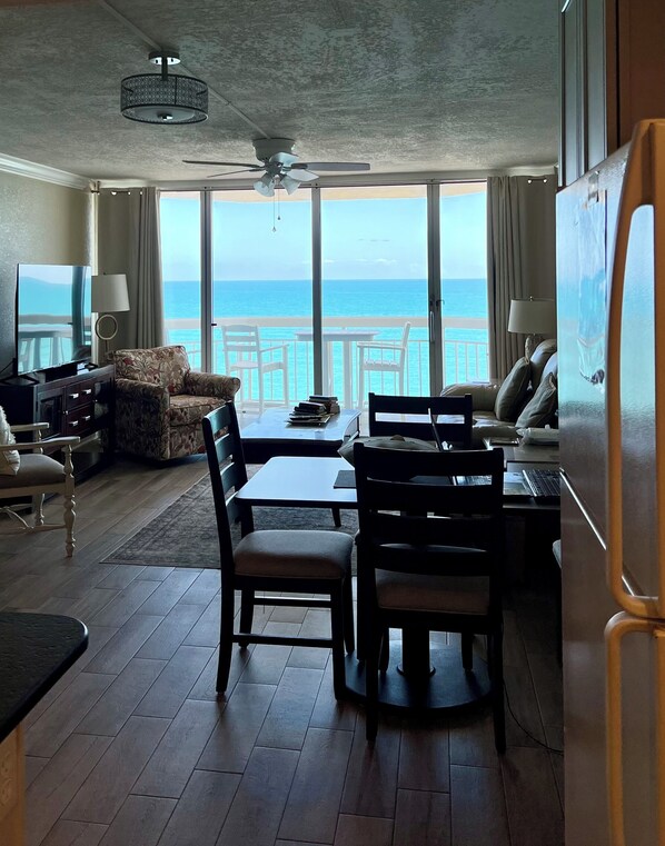 Flat-screen TV, DVD player