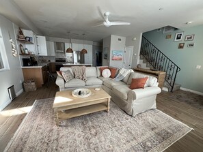 Smart TV, fireplace, DVD player, books