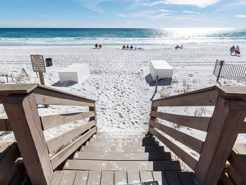 On the beach, sun loungers, beach towels