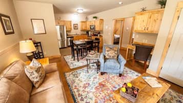 TV, fireplace, DVD player, books