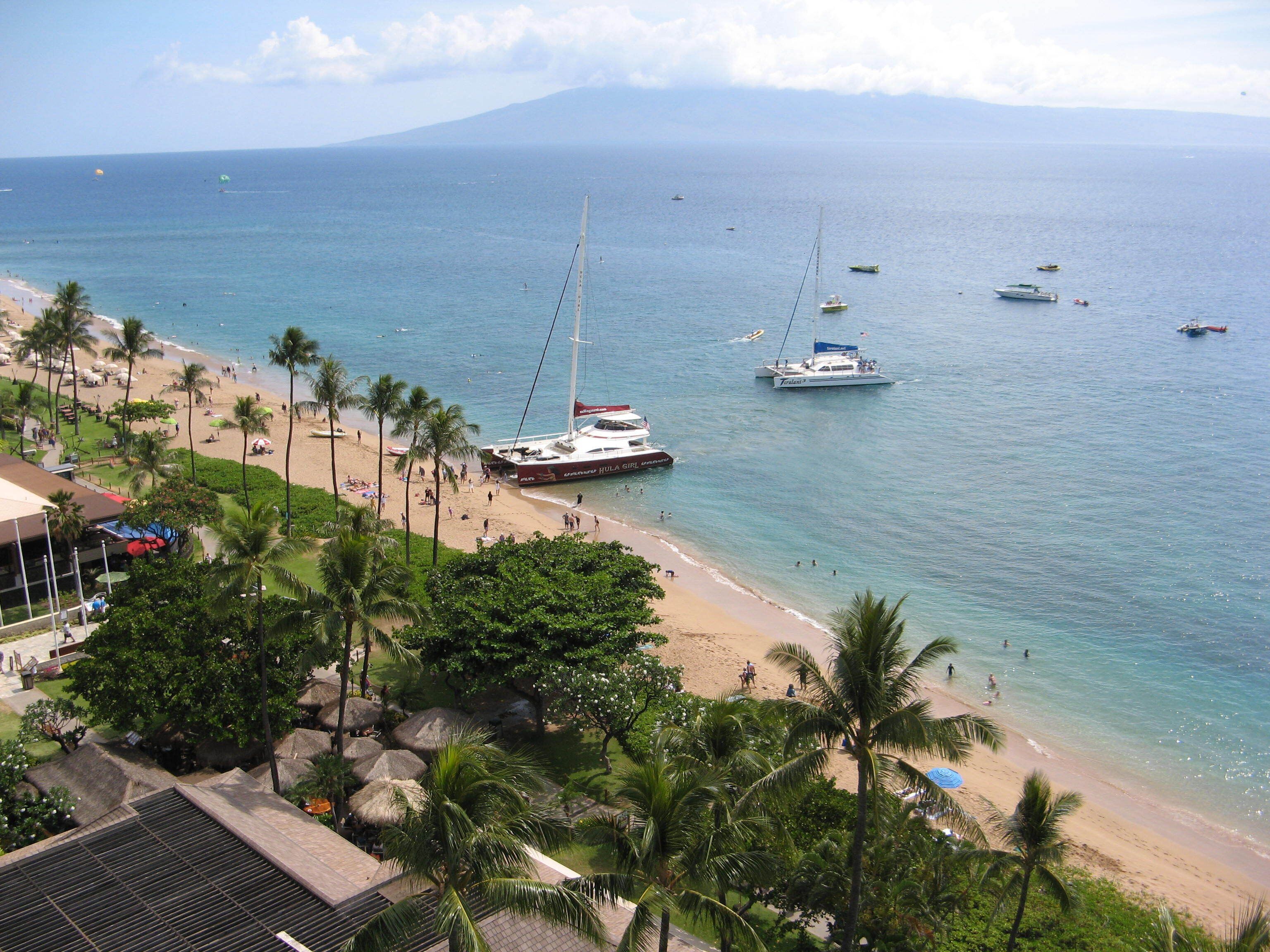 On the beach, sun loungers, beach towels