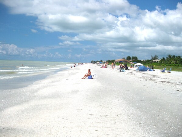 On the beach, beach towels