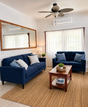 Smart TV, DVD player, books, music library