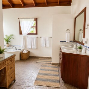Bathtub, hair dryer, bidet, towels