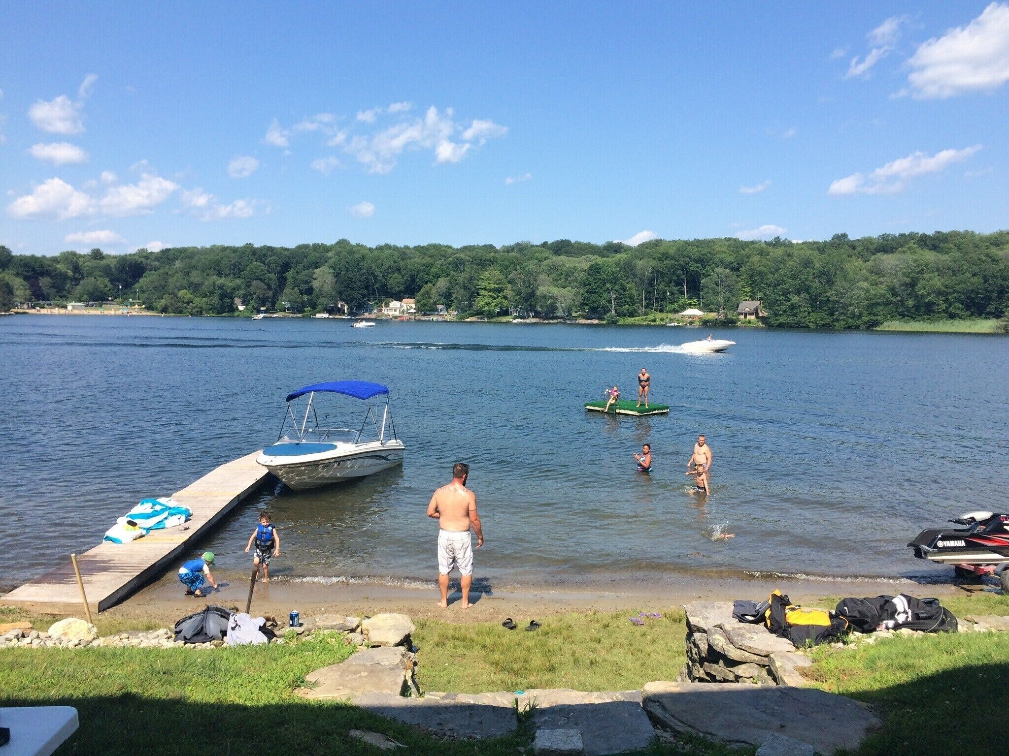 Located on Coventry Lake. Walk out the back door and you are in the lake!