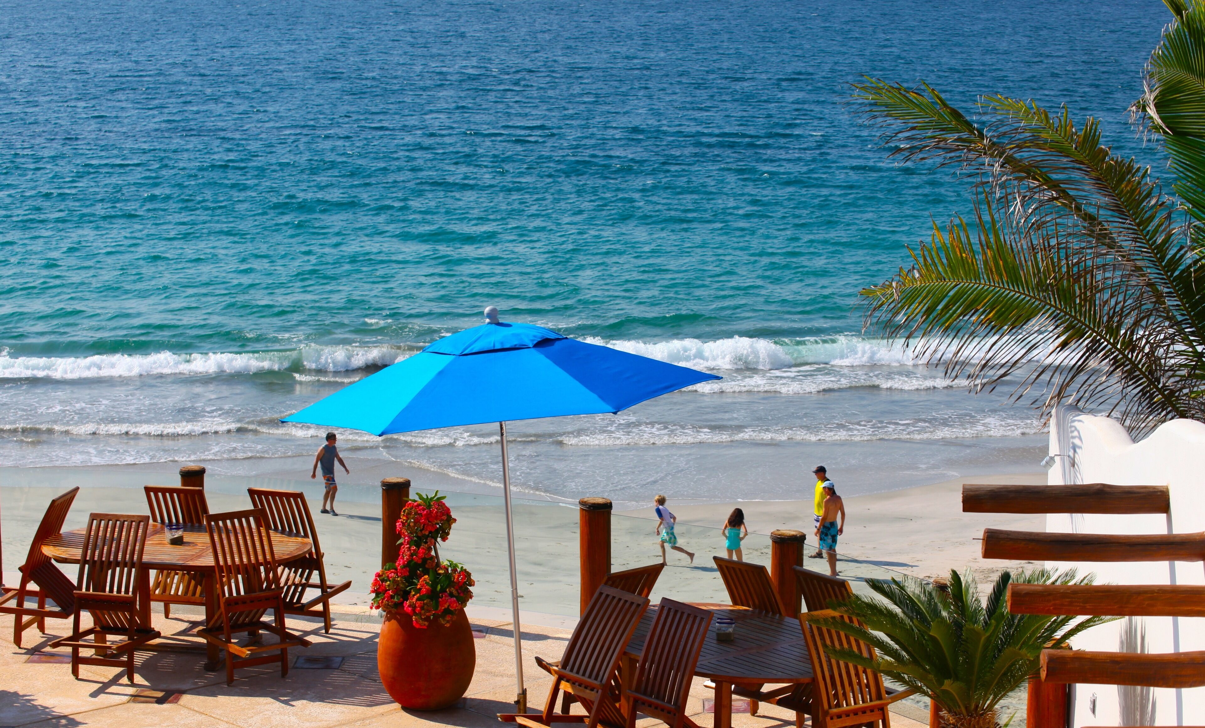 On the beach, beach towels