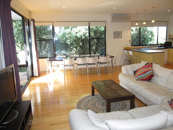 TV, DVD player, stereo