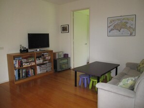 TV, DVD player, stereo