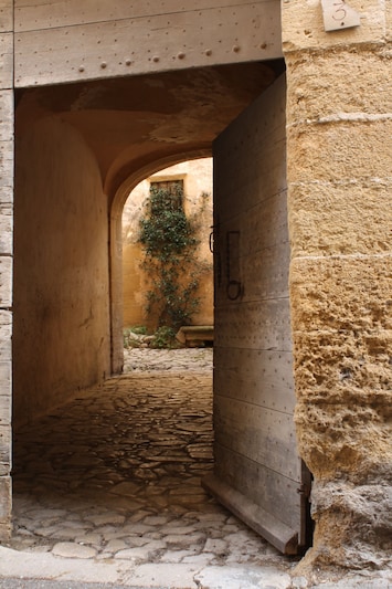 entrance to the old building and common patio