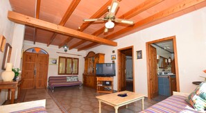 Fernseher, Kamin, DVD-Player, Bücher