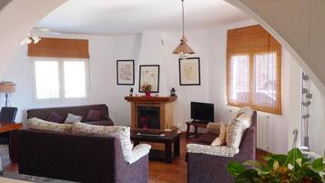 TV, fireplace