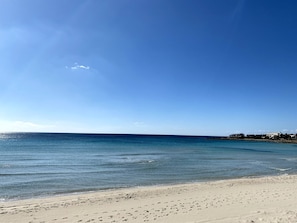 Beach nearby, sun loungers