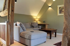 Smart TV, fireplace, DVD player, books
