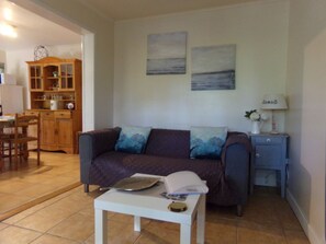 TV, fireplace, DVD player, books