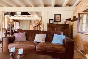 Televisión, chimenea, reproductor de DVD, libros