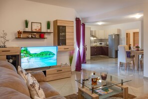 Smart-TV, Kamin, DVD-Player, Tischfußball