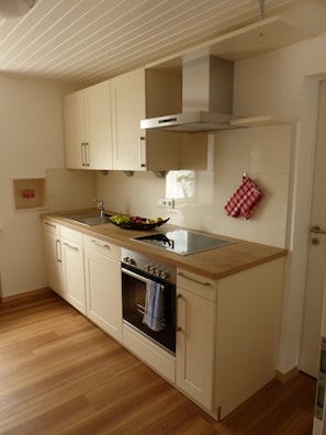 Fridge, microwave, oven, stovetop - Stylish holiday home right on the Rhine with a dream view (Spay)