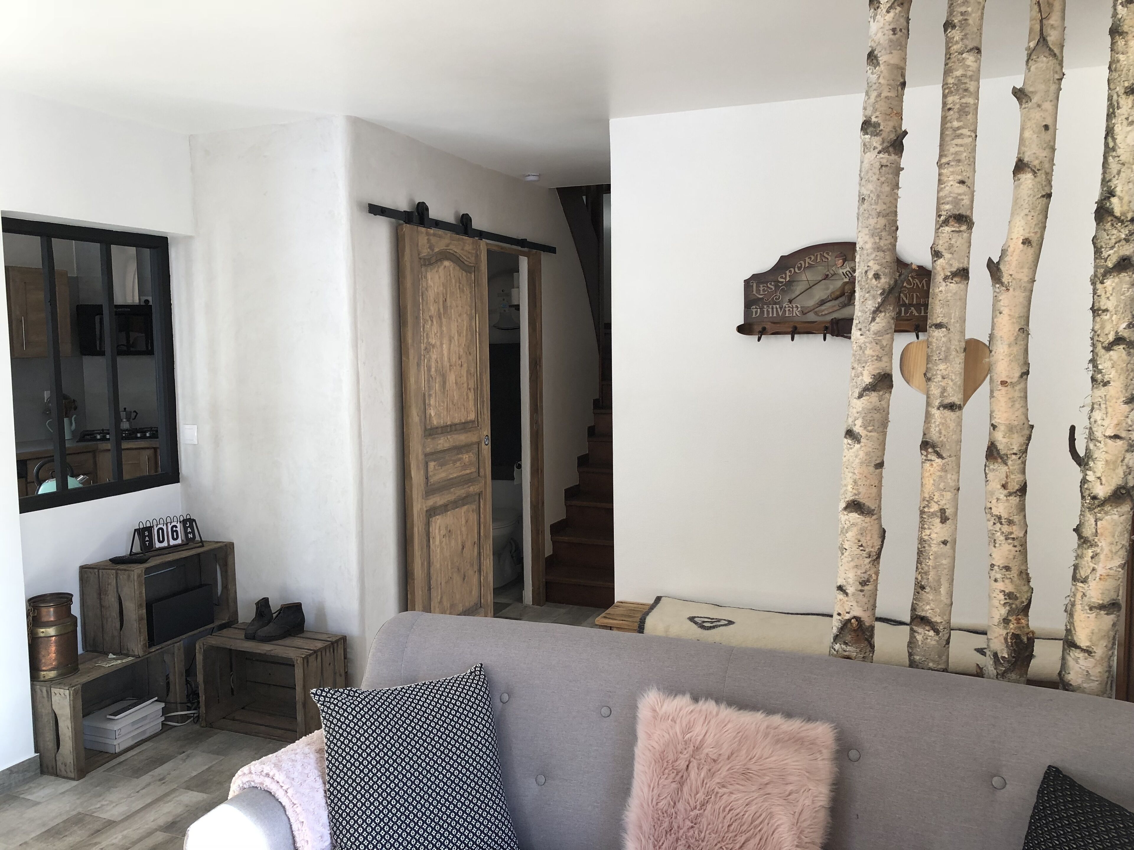 TV, fireplace, DVD player, books