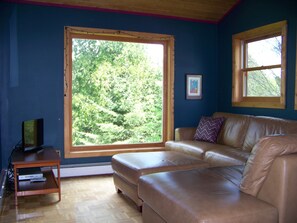 TV, DVD player, livros, videoteca