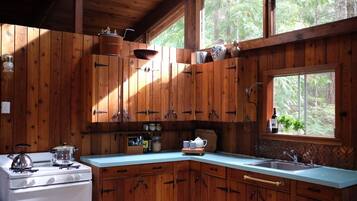 Fridge, oven, stovetop, coffee/tea maker