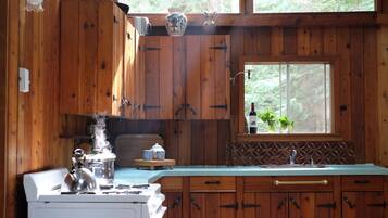 Fridge, oven, stovetop, coffee/tea maker