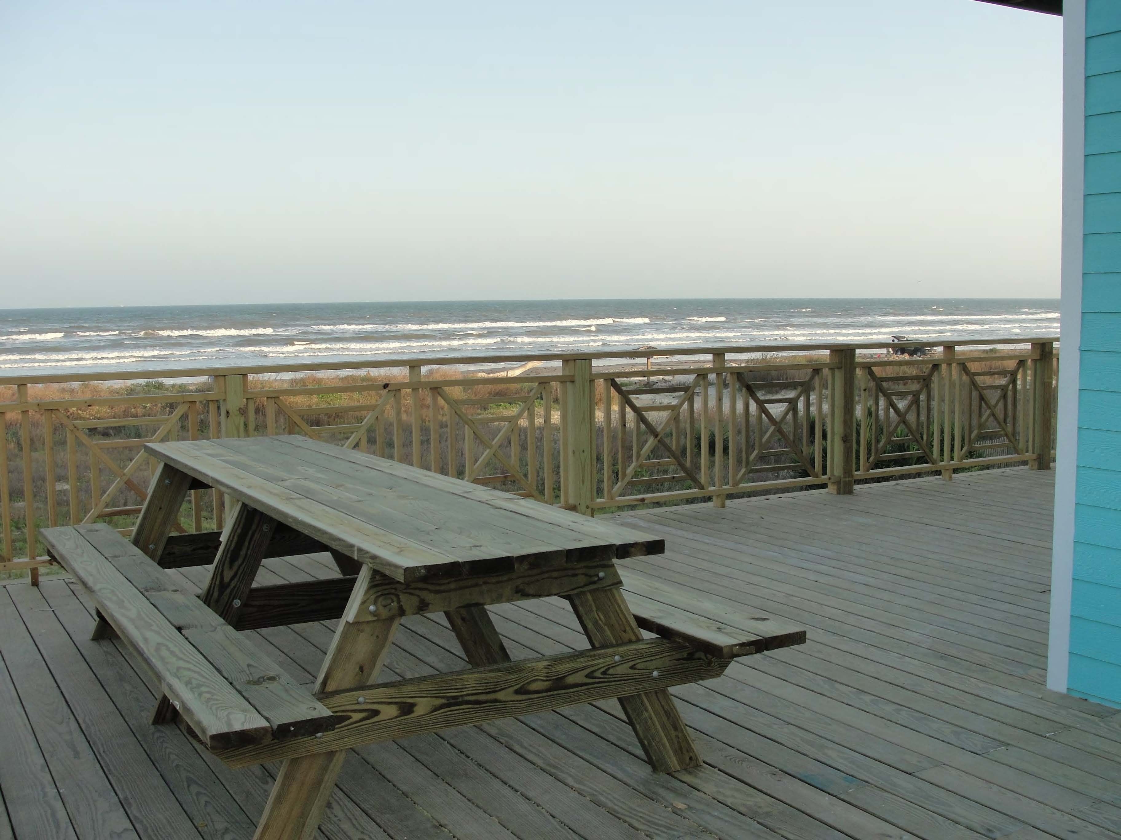It's a big deck with a 10 ft. long picnic table!