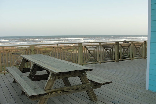 It's a big deck with a 10 ft. long picnic table!