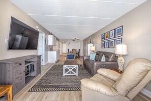 Smart TV, DVD player, books, music library