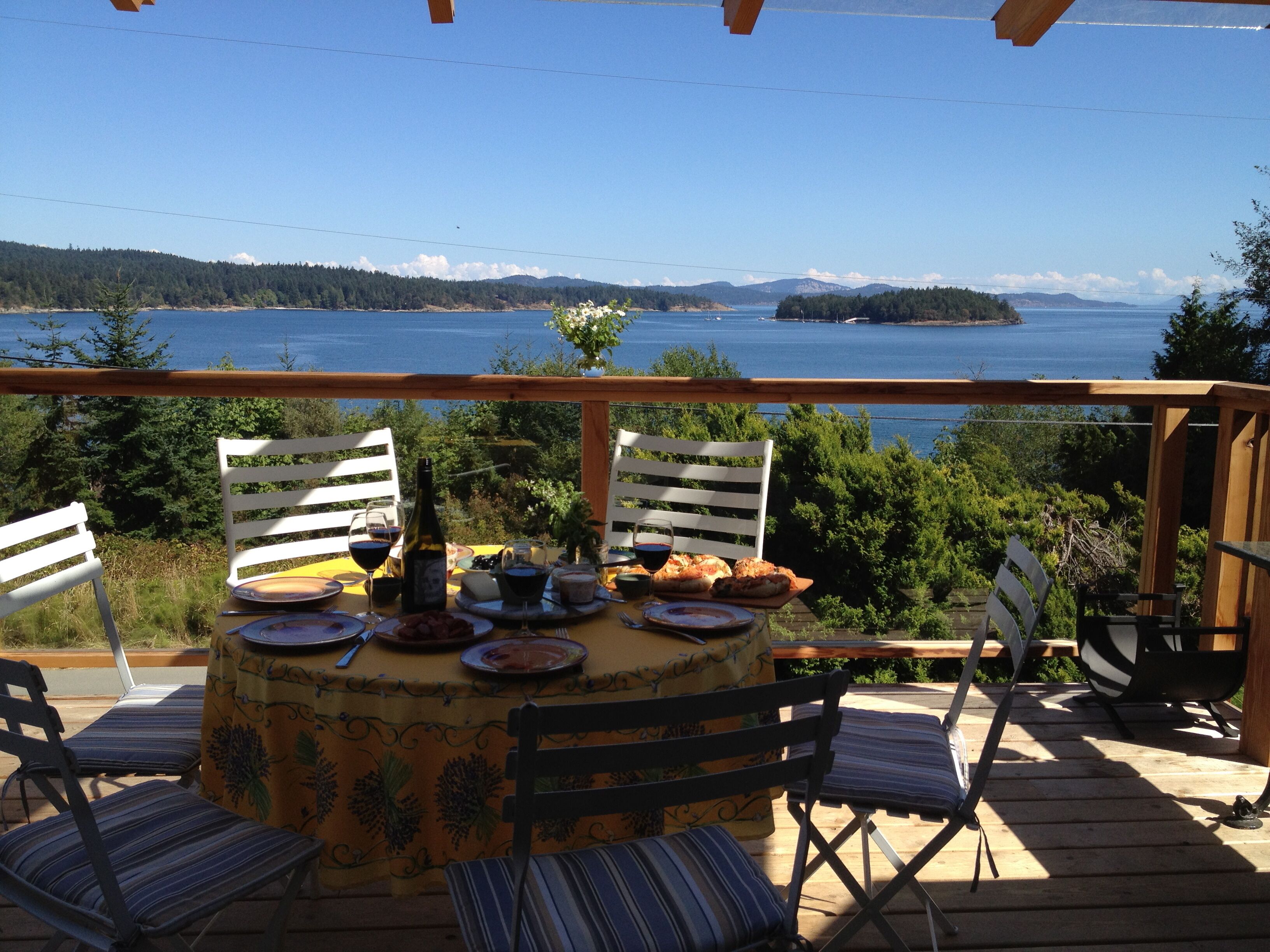 Lunch on the Deck featuring Saltspring island Cheese and Saltspring Island Wine.
