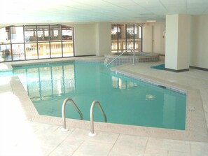 Indoor pool, outdoor pool - 2nd floor, corner, beach front, On The Gulf Of Mexico.  Harbour Place 211 (Orange Beach)