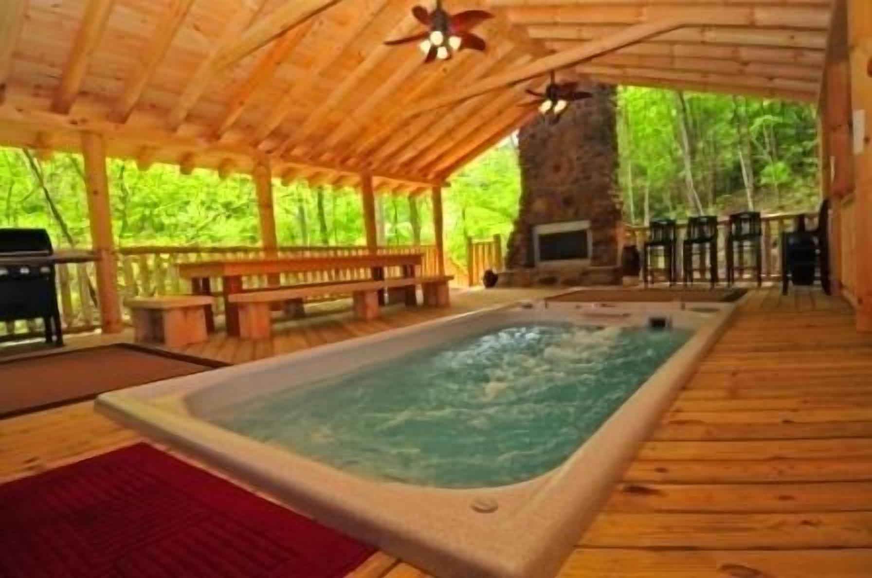 Fishing just steps away from cabin, Play in Swim Spa or Tunnels